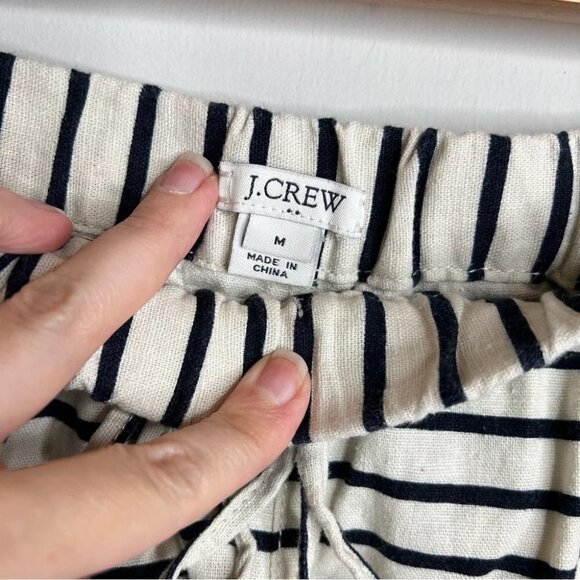 J Crew Factory Womens Size Medium Striped Linen-Cotton Drawstring Short Blue - Picture 8 of 11